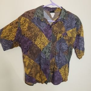 Judy knapp vintage short sleeve button up shirt with collar size small